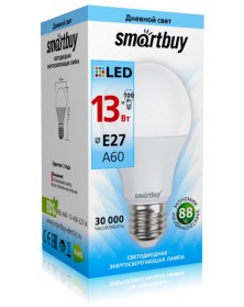 Лампа светодиодная SmartBuy (LED) A60-  13W-4000K E27 Белый свет..