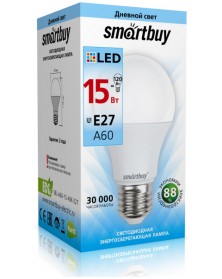 Лампа светодиодная SmartBuy (LED) A60-  15W-4000K E27 Белый свет..