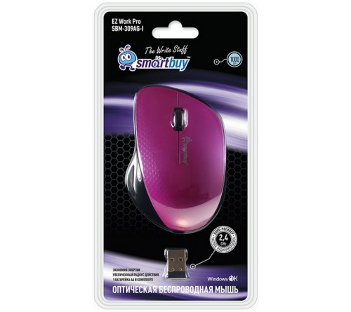 Мышь Smart Buy  309 AG-I                (Nano,1000dpi,Optical) Pink Беспроводная Блистер