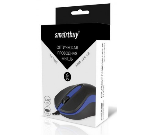Мышь Smart Buy  329 K-B ONE         (USB,   800dpi,Optical) Black-Blue Коробка