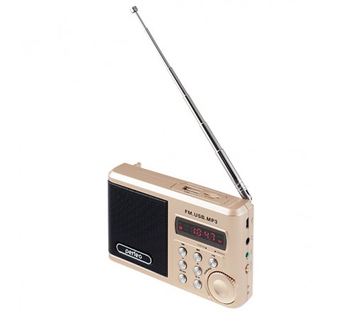 Радиоприемник-миниспикер Perfeo Sound Ranger                FM,MP3 USB,microSD BL-5C Shamp-Gold