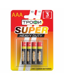 Батарейка ТРОФИ           R03  (4BL)(40)(960)  Блистер SUPER HEAVY DUTY Zin..