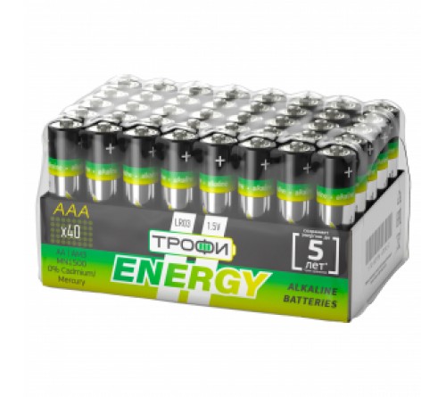 Батарейка ТРОФИ            LR03  Alkaline  (    40)(40)(960)  40 bulk ENERGY Alkaline