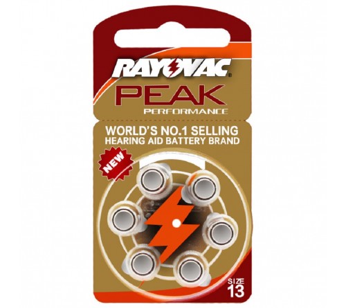 Батарейка RAYOVAC  PEAK       ZA 13 ( PR48 )   ( G5)  6бл.   (6/60/600) для слуховых аппаратов 1.4 V