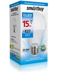 Лампа светодиодная SmartBuy (LED) A60-  15W-6000K E27 Холодный Дневной свет