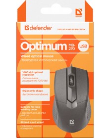Мышь DEFENDER    270 Optimum     (USB, 1000dpi,Optical) Black Коробка..