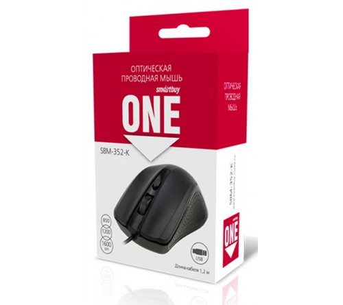 Мышь Smart Buy  352 K   ONE          (USB,   800dpi,Optical) Black Коробка