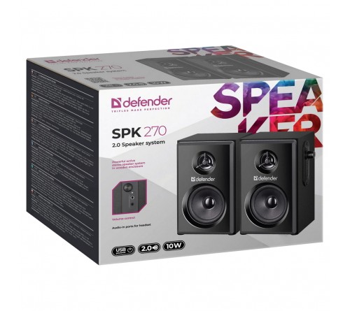 Колонки DEFENDER SPK270                  2.0 (2*   5W)  Пластик, питание 5V или от USB