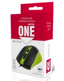 Мышь Smart Buy  352 GK ONE         (USB,   800dpi,Optical) Green-Black Коро..