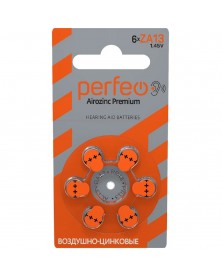 Батарейка PERFEO        ZA   13  ( 6BL)(60) Airozinc Premium для слуховых а..