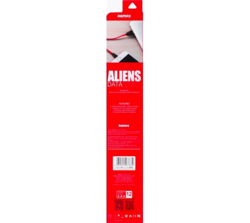 Кабель  USB - Lighting iPhone Remax RC 030i Aliens 1.0 m, Red,коробочка