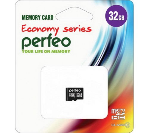 Карта памяти  MicroSDHC     32Gb (Class  10)  Perfeo  без Адаптера Economy