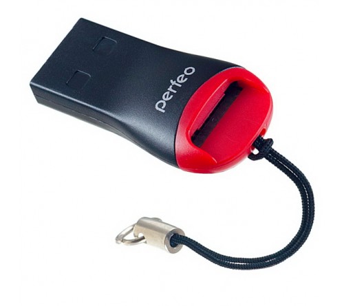 USB-картридер  Perfeo (PF-VI-R007 Black)   MicroSD Black-Red