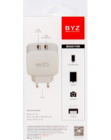 Сетевое Зарядное Устройство 220V- 2*USB выхода  BYZ ZL 720 2.1A FAST Charge..