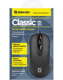 Мышь DEFENDER    230 Classic       (USB, 1200dpi,Optical) Black Коробка