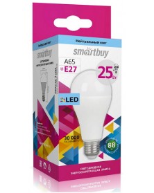 Лампа светодиодная SmartBuy (LED) A65-  25W-4000K E27 Белый свет..