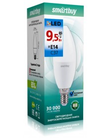 Лампа светодиодная SmartBuy (LED) C37- 9.5W-6000K E14 Холодный Днвной свет ..