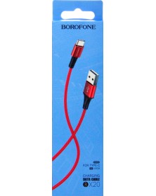 Кабель  USB - Type C Borofone BX 20 1.0 m,2.0A Red,коробочка Ткань..