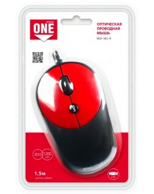Мышь Smart Buy  382 R   ONE          (USB,   800dpi,Optical) Black-Red Блис..