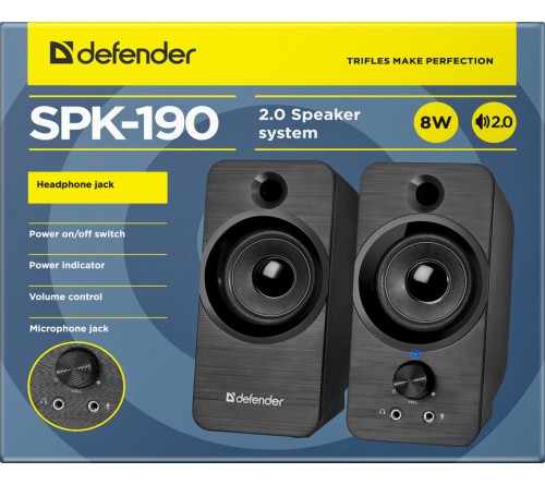 Колонки DEFENDER SPK190                  2.0 (2*   4W)  Пластик, питание 5V или от USB
