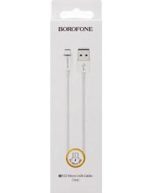 Кабель  USB - MicroUSB Borofone BX 22 1.0 m,2.4A White,коробочка Ткань