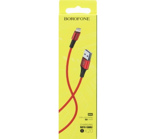 Кабель  USB - Lighting iPhone Borofone BX 20 1.0 m,2.0A Red,коробочка Ткань
