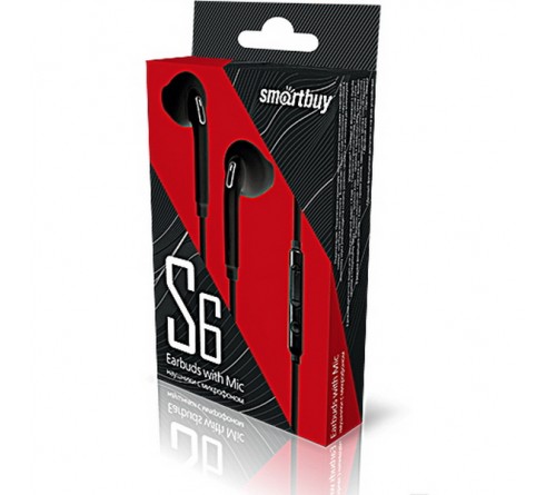 Гарнитура SmartBuy SBH   201K         (EarPods     )             (40) Стерео S6 Black,коробочка