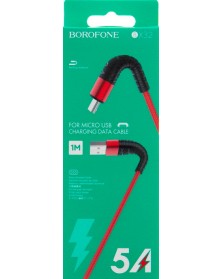 Кабель  USB - MicroUSB Borofone BX 32 1.0 m,2.4A Red,коробочка Ткань