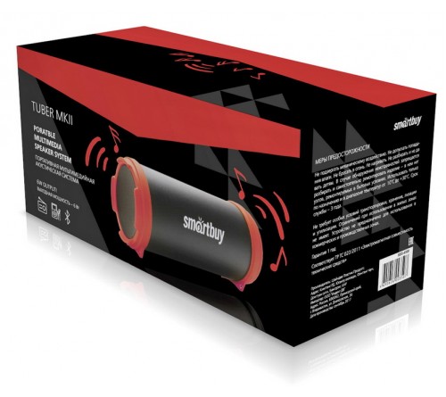 Миниспикер Smart Buy (SBS-4300) Tuber MKII  Bluetooth FM,MP3 USB, Black-Red 6W,1500mAh