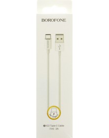 Кабель  USB - Type C Borofone BX 22 1.0 m,3.0A White,коробочка Ткань..