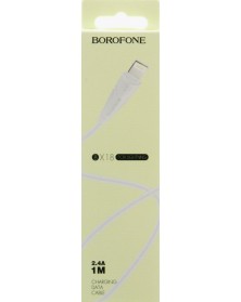 Кабель  USB - Lighting iPhone Borofone BX 18 1.0 m,2.4A White,коробочка Силикон