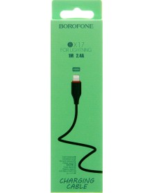 Кабель  USB - Lighting iPhone Borofone BX 17 1.0 m,2.4A Black,коробочка Силикон