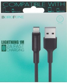 Кабель  USB - Lighting iPhone Borofone BX   1 1.0 m,2.0A Black,коробочка Силикон