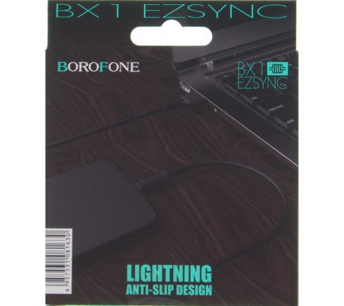 Кабель  USB - 8-pin Borofone BX   1 1.0 m,2.0A Black,коробочка Силикон