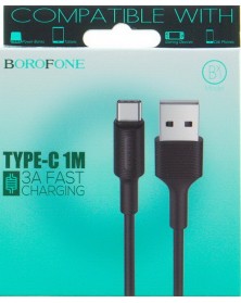 Кабель  USB - Type C Borofone BX   1 1.0 m,2.0A Black,коробочка Силикон