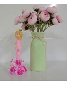 Сувенир  H1615A Кукла в розовом платье в цветах  Керамика  16 см ..