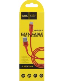Кабель  USB - Type C Hoco X 26 1.0 m,2.0A, Red,коробочка Ткань
