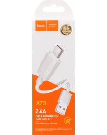Кабель  USB - MicroUSB Hoco X 73 1.0 m,2.4A, White,коробочка Силикон..