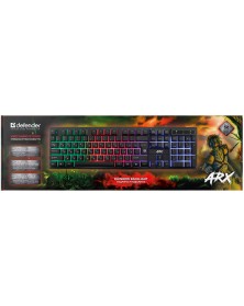 Клавиатура DEFENDER  GK-196L Arx                    (USB,M-M) Black Игровая,RGB подсветка