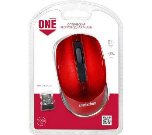 Мышь Smart Buy  332 AG-R               (Nano,1000dpi,Optical) Red Беспроводная Блистер