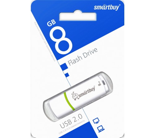 USB Флеш-Драйв    8Gb  Smart Buy Crown White