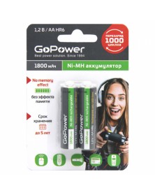 Аккумулятор   GoPower R6 AA BL2 NI-MH 1800mAh  1.2v (2/20)..