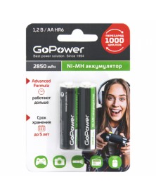 Аккумулятор   GoPower R6 AA BL2 NI-MH 2850mAh  1.2v   (2/20)