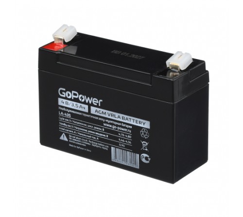 Аккумулятор GoPower VRLA  4v - 3,5 Ah    Свинц.- кислотный  AGM  (1 / 10)