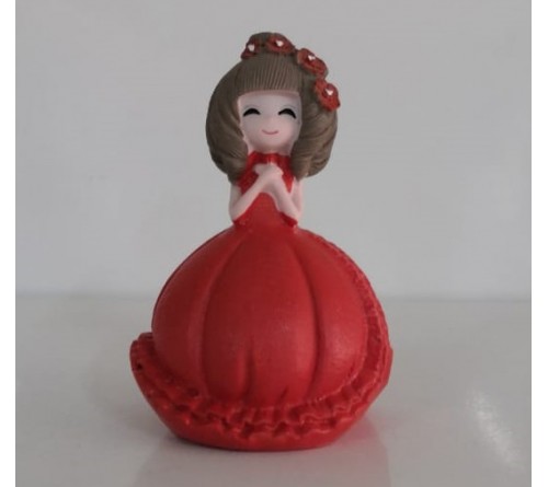 Сувенир  H1683B  Девочка в красном платье   8,5 см. Керамика
