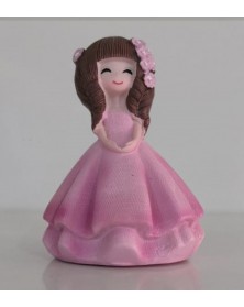 Сувенир  H1683A  Девочка в розовом платье   8,5 см. Керамика..