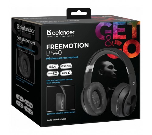 Гарнитура Defender B540 Свобода     (Полноразмерная)  (10) Стерео Black  HiFi Bluetooth BT 5.4