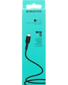 Кабель  USB - Type C Borofone BX 16 1.0 m,3.0A Black,коробочка Силикон