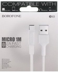 Кабель  USB - MicroUSB Borofone BX   1 1.0 m,2.0A White,коробочка Силикон..
