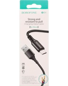 Кабель  USB - MicroUSB Borofone BX 54 1.0 m,2.4A Black,коробочка Ткань